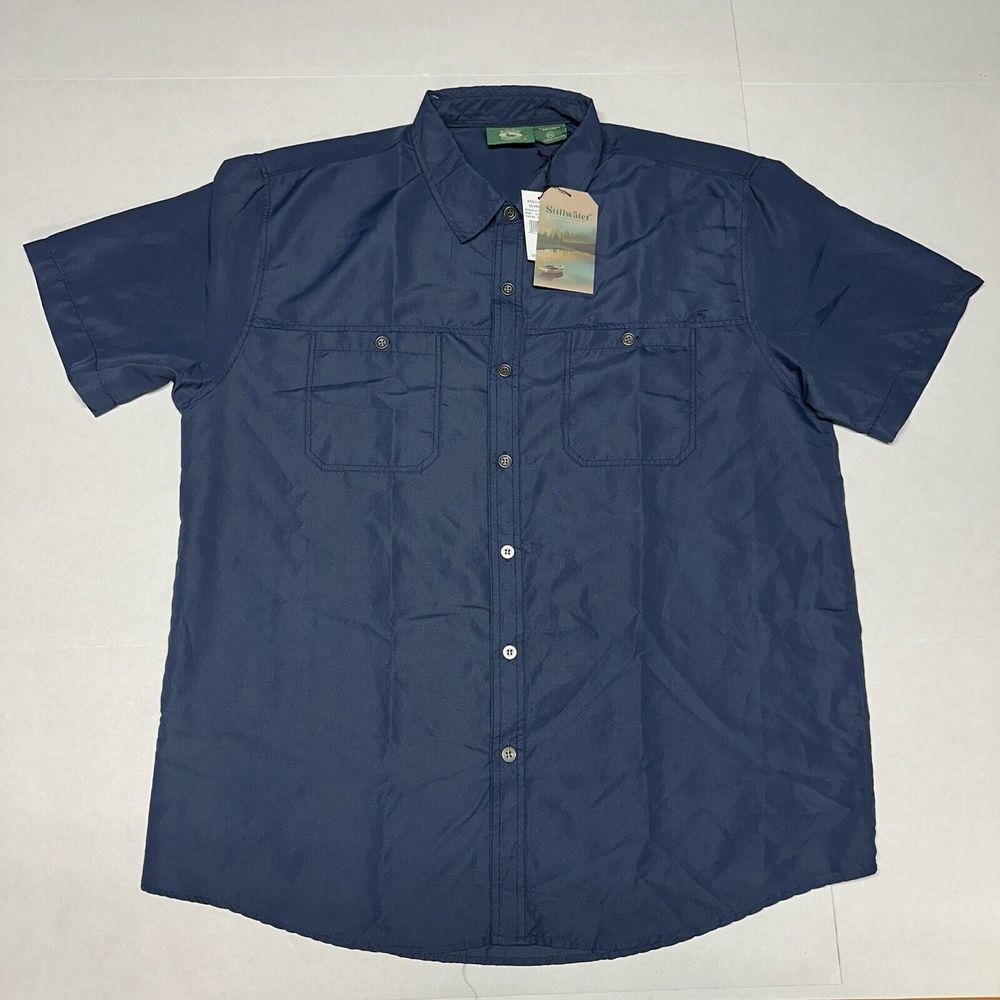 Stillwater Supply‎ Co Mens Size XXL Blue Short Sleeve Fishing Shirt Lightweight